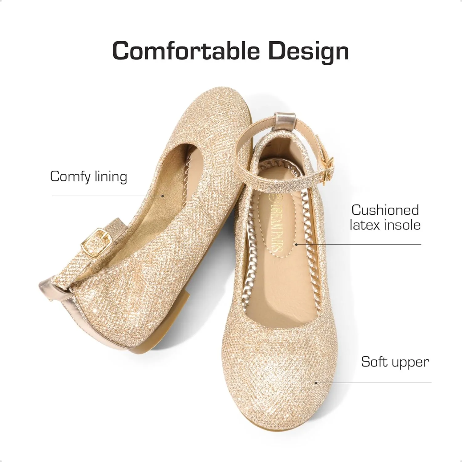 DREAM PAIRS Girls Dress Shoes Girl's Ballerina Flat Ankle Strap Ballet Flats (Toddler/Little Kid/Big Kid)