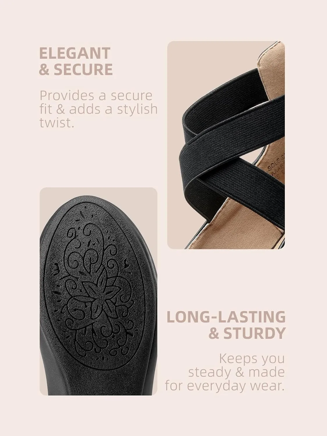 DREAM PAIRS Women's Comfortable Fashion Elastic Ankle Straps Flats Shoes
