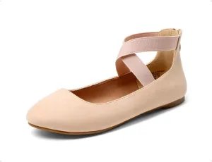 DREAM PAIRS Women's Comfortable Fashion Elastic Ankle Straps Flats Shoes