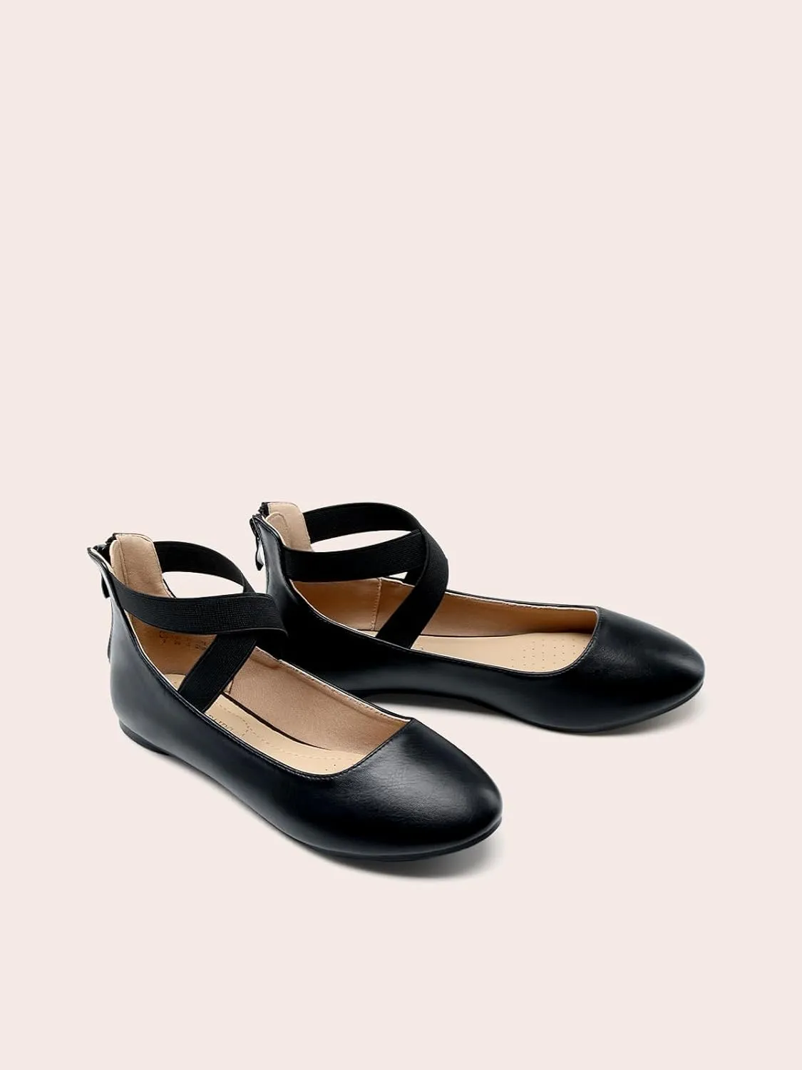 DREAM PAIRS Women's Comfortable Fashion Elastic Ankle Straps Flats Shoes