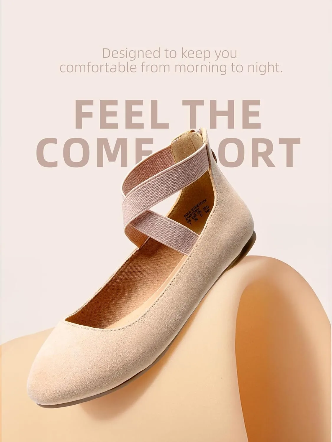 DREAM PAIRS Women's Comfortable Fashion Elastic Ankle Straps Flats Shoes