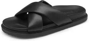 DREAM PAIRS Women's Crisscross Open Toe Slide Sandals Flat Comfort Slip on Sandals
