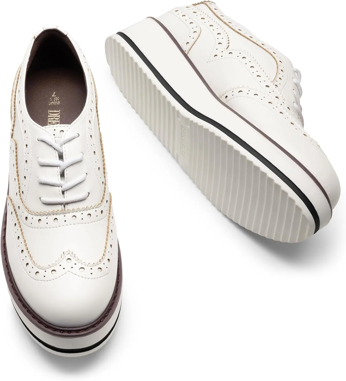 DREAM PAIRS Women's Platform Oxfords Lace-up Wingtips Round Toe Dress Shoes