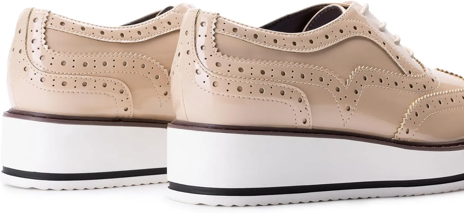 DREAM PAIRS Women's Platform Oxfords Lace-up Wingtips Round Toe Dress Shoes