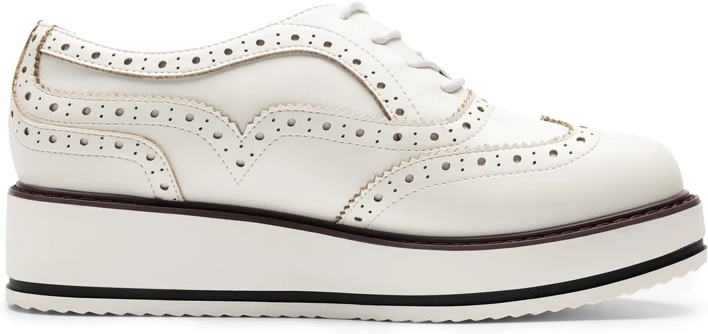 DREAM PAIRS Women's Platform Oxfords Lace-up Wingtips Round Toe Dress Shoes