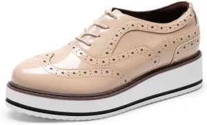 DREAM PAIRS Women's Platform Oxfords Lace-up Wingtips Round Toe Dress Shoes