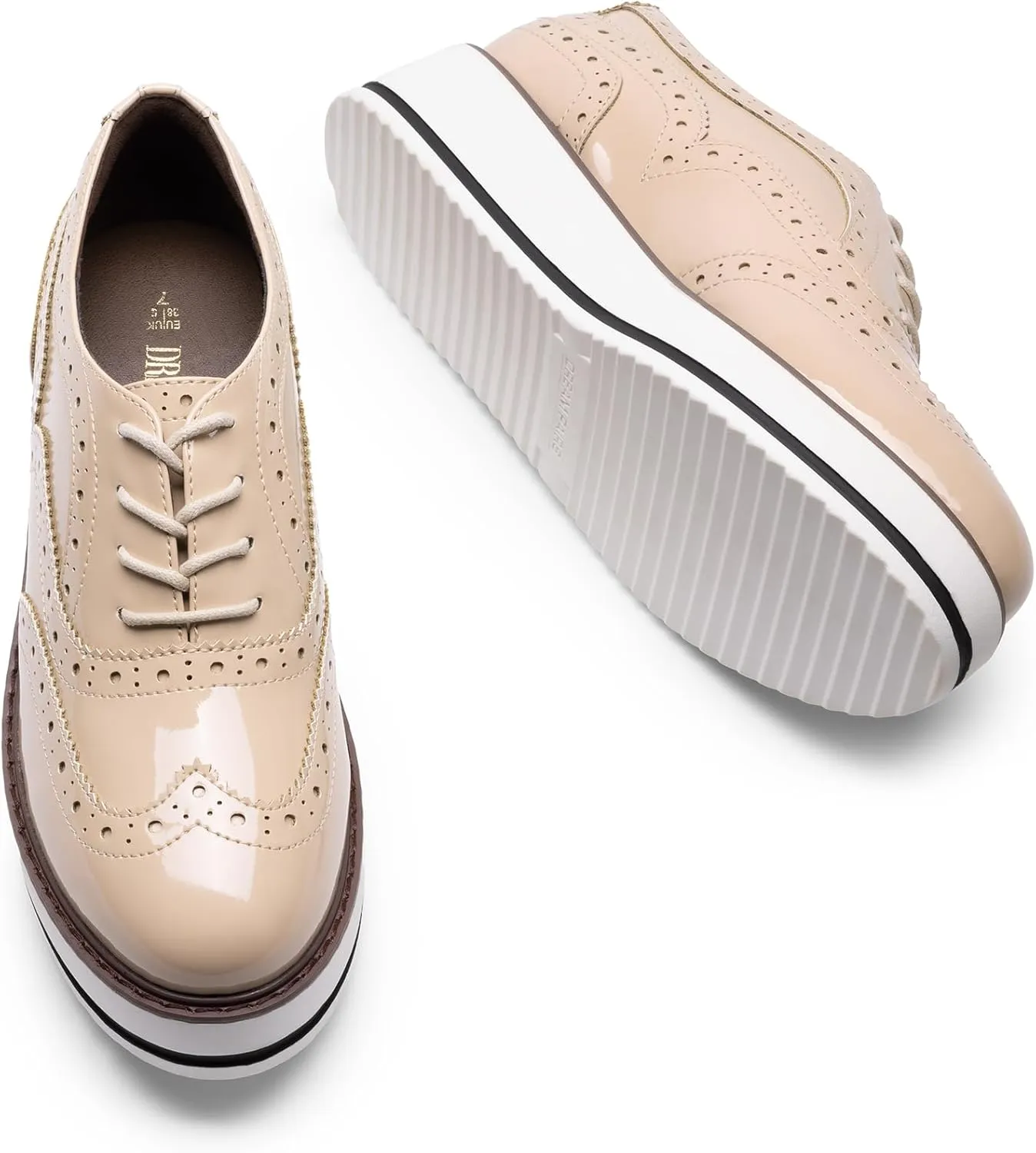 DREAM PAIRS Women's Platform Oxfords Lace-up Wingtips Round Toe Dress Shoes