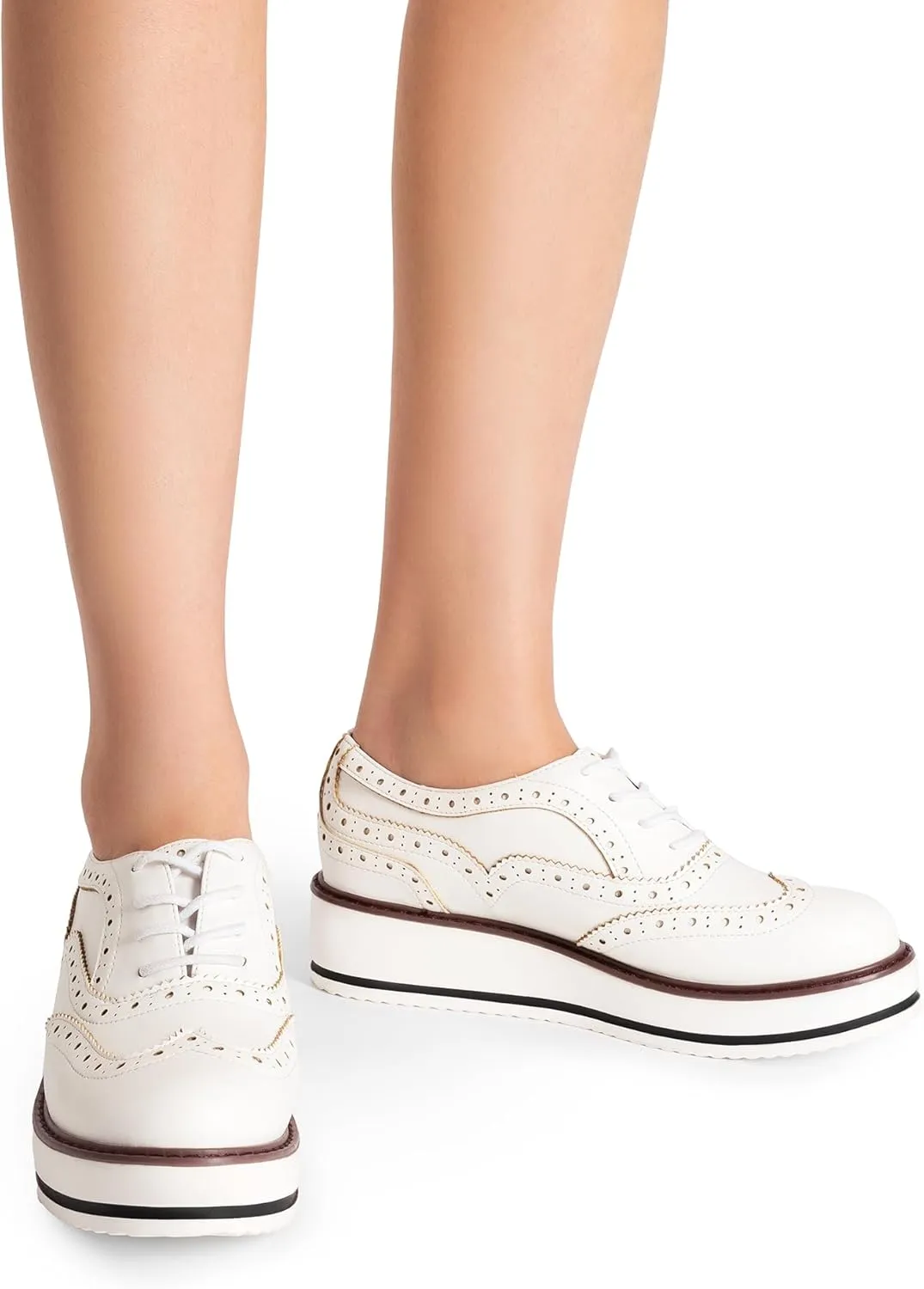 DREAM PAIRS Women's Platform Oxfords Lace-up Wingtips Round Toe Dress Shoes