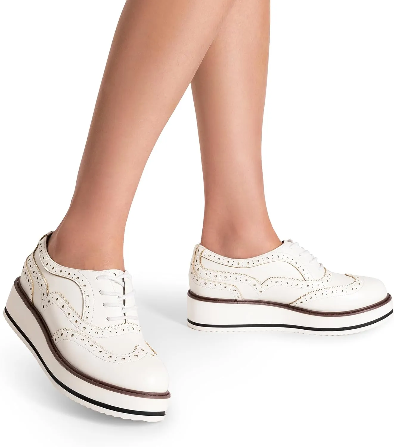 DREAM PAIRS Women's Platform Oxfords Lace-up Wingtips Round Toe Dress Shoes