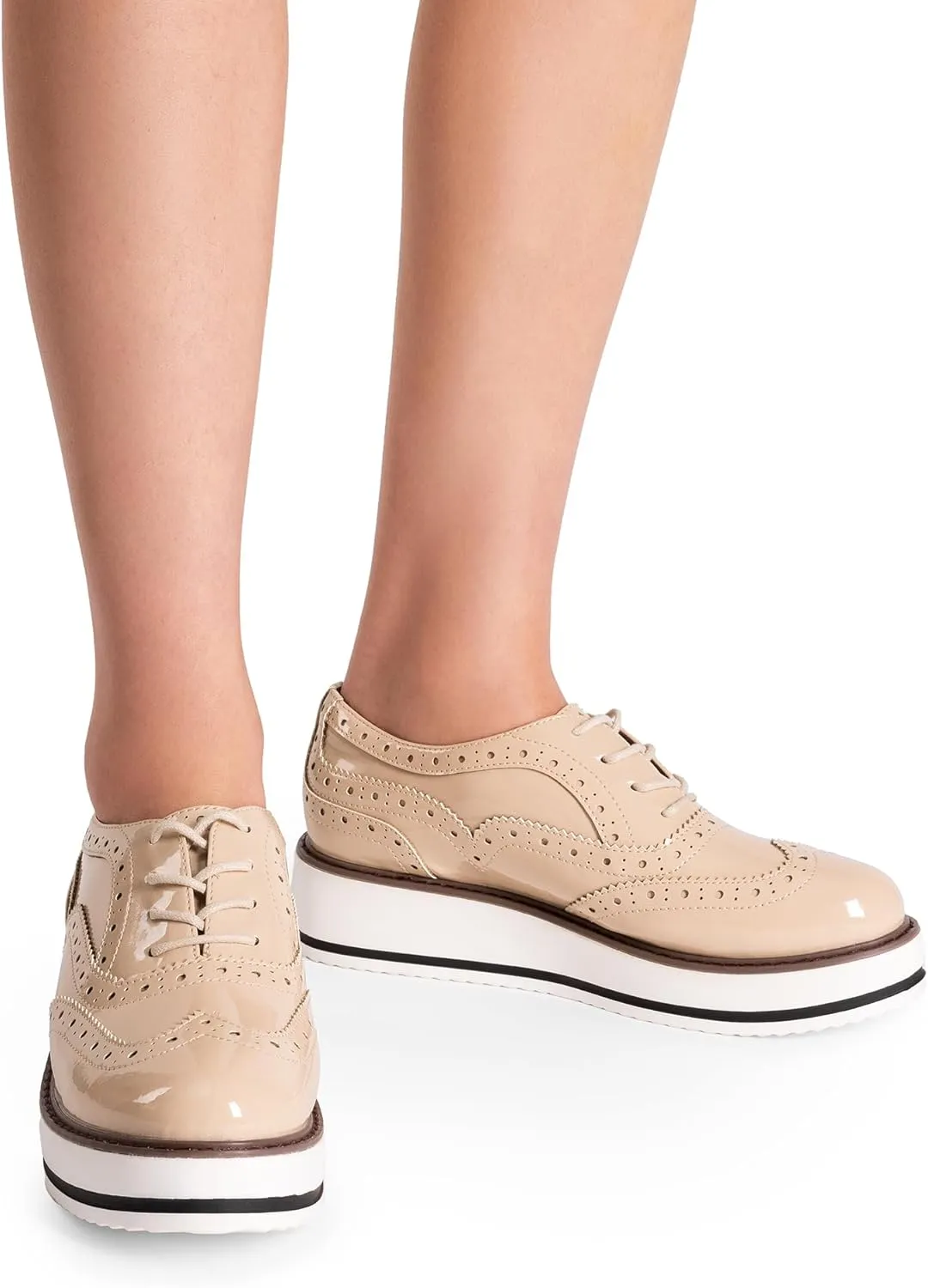 DREAM PAIRS Women's Platform Oxfords Lace-up Wingtips Round Toe Dress Shoes