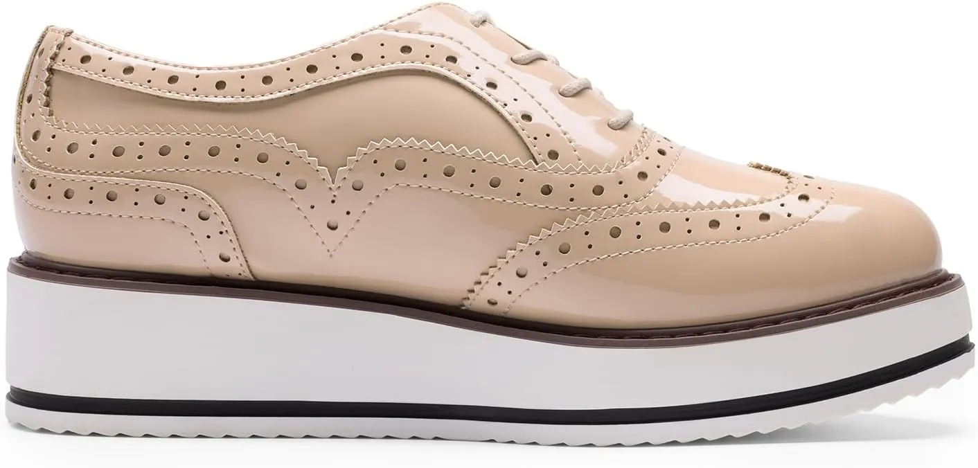 DREAM PAIRS Women's Platform Oxfords Lace-up Wingtips Round Toe Dress Shoes