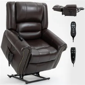 Dual Motor Power Lift Recliner Chair for Elderly with Massage and Heat Lay Flat Electric Lift Chair Home Theater Recliner Ergonomic Lounge Chair Oversized Comfortable Reclining Sofa