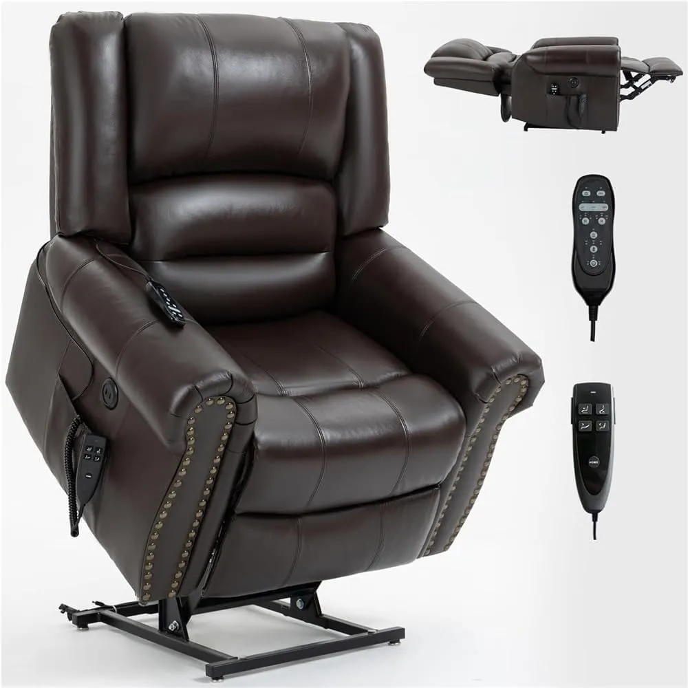 Dual Motor Power Lift Recliner Chair for Elderly with Massage and Heat Lay Flat Electric Lift Chair Home Theater Recliner Ergonomic Lounge Chair Oversized Comfortable Reclining Sofa