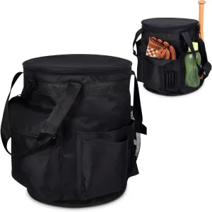 Dunzy 6 Gallon Bucket Organizer Baseball Bag for Softball Bucket Cover Organizer with Multi Pocket for Bat Gloves Hat Scoreboards Adult Youth Other Equipment