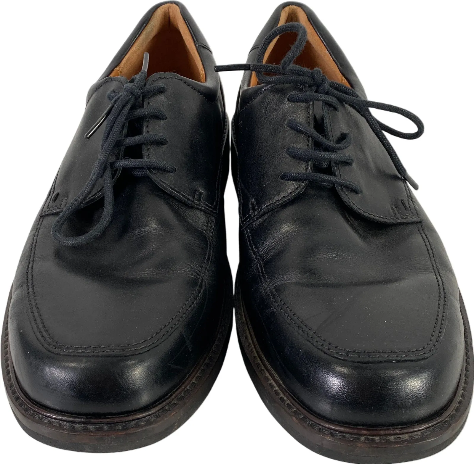 Ecco Men’s Black Leather Holton Apron Toe Lace Up Loafers - 9