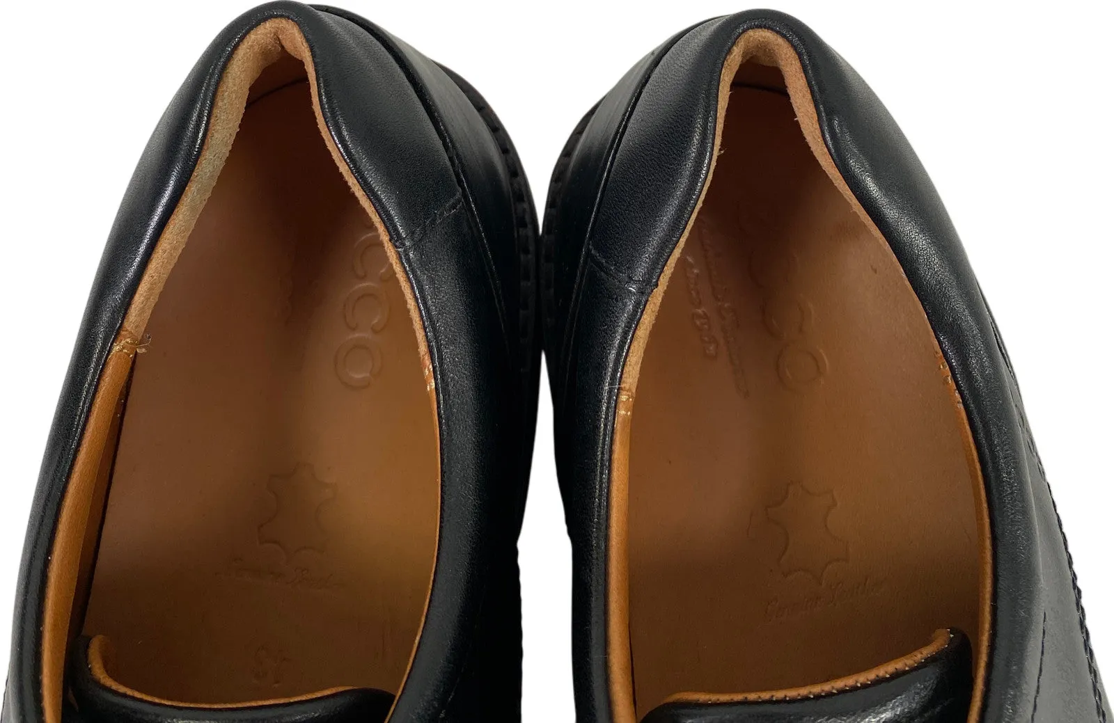 Ecco Men’s Black Leather Holton Apron Toe Lace Up Loafers - 9