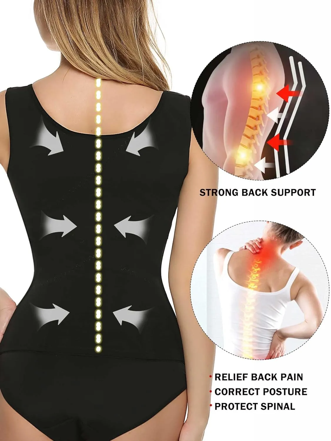 Ekouaer Women's Underbust Corset Waist Trainer Cincher Steel Boned Body Shaper Tummy Fat Burner S-4XL
