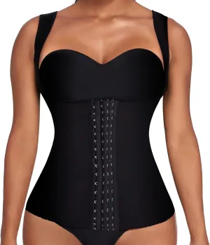 Ekouaer Women's Underbust Corset Waist Trainer Cincher Steel Boned Body Shaper Tummy Fat Burner S-4XL