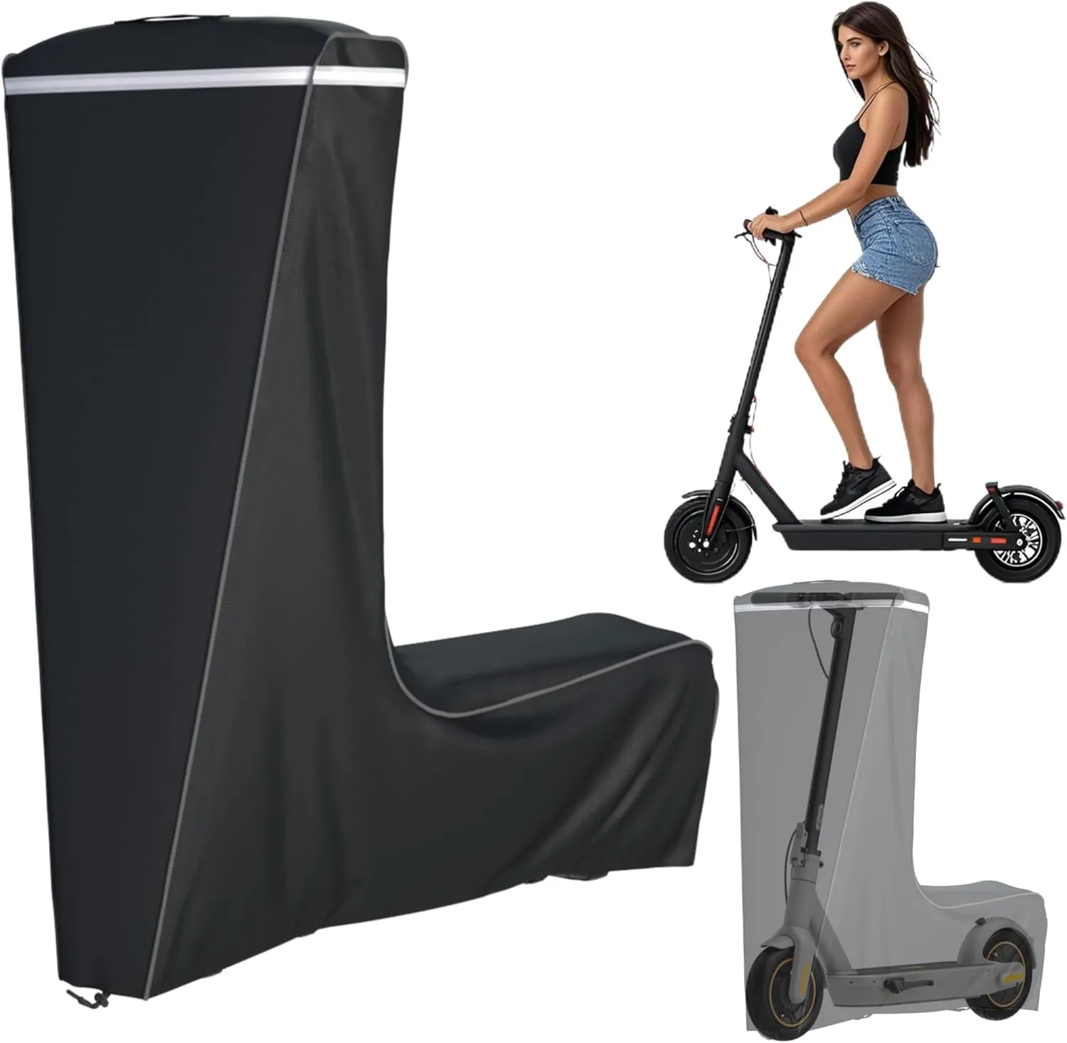 Electric Scooter Cover Rainproof for Outdoor Use - All Weather Protection Anti-UV, Universal Fit Adults Kids E-Scooter Accessories, with Dustproof Bag, 61x30x53 Inch