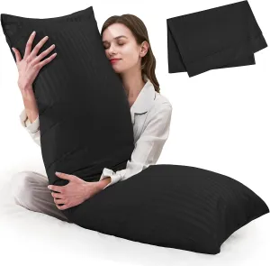 ELNIDO QUEEN Body Pillow for Adults-with Black Stripe Cover, Full Body Pillow Insert for Side Sleeper, Long Bed Pillow for Sleeping(20 x 54 Inch)