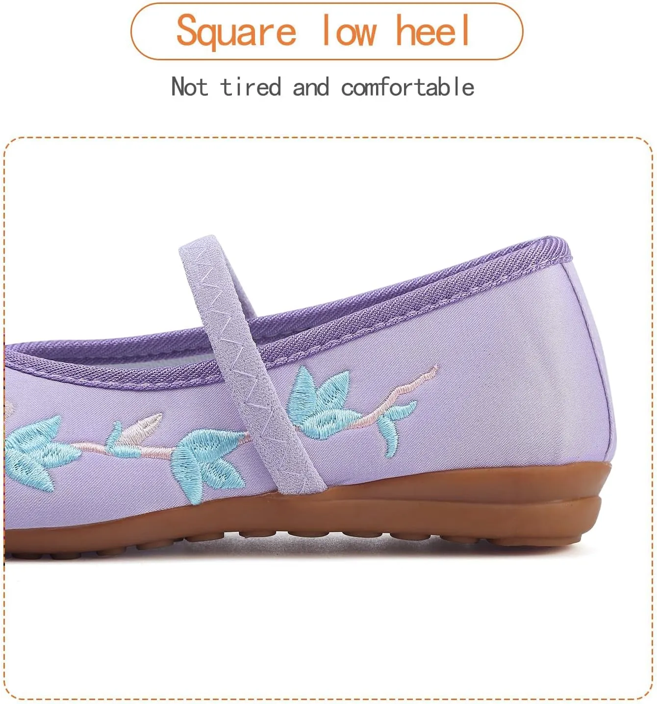 Encanto Costume Shoes Mary-Jane Flats Shoes Round Toe Low Wedge Ballet Flats Floral Embroidery Shoes for Girls Halloween Cosplay Dress Up