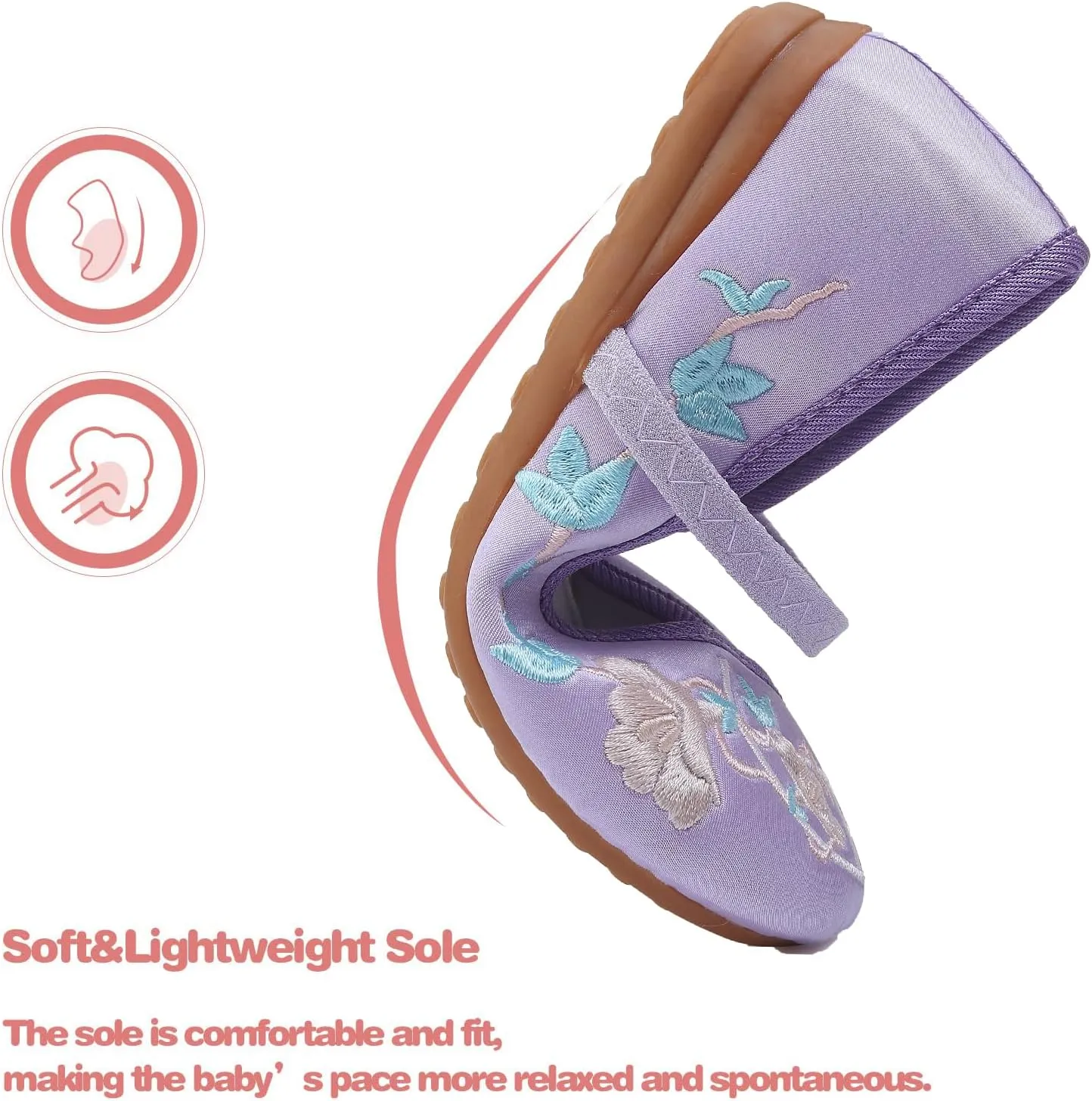 Encanto Costume Shoes Mary-Jane Flats Shoes Round Toe Low Wedge Ballet Flats Floral Embroidery Shoes for Girls Halloween Cosplay Dress Up