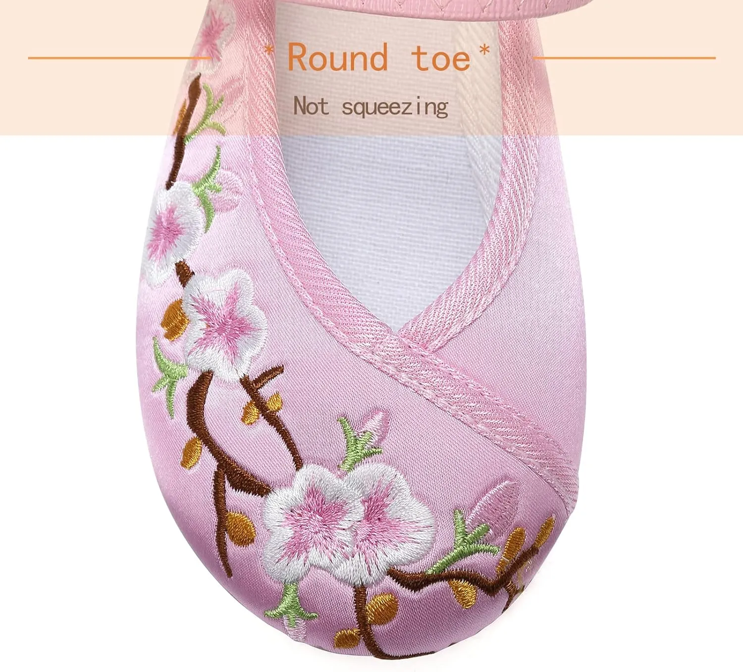 Encanto Costume Shoes Mary-Jane Flats Shoes Round Toe Low Wedge Ballet Flats Floral Embroidery Shoes for Girls Halloween Cosplay Dress Up