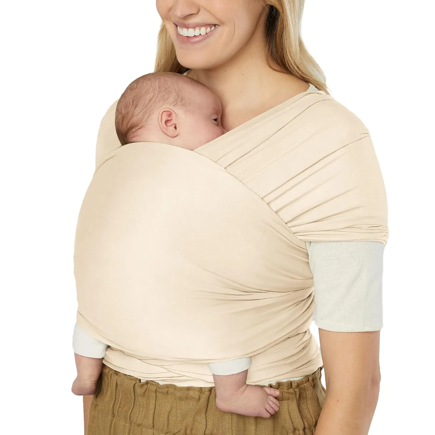 Ergobaby Sustainable Knit Aura Baby Carrier Wrap for Newborn to Toddler (8-25 Pounds), Cream