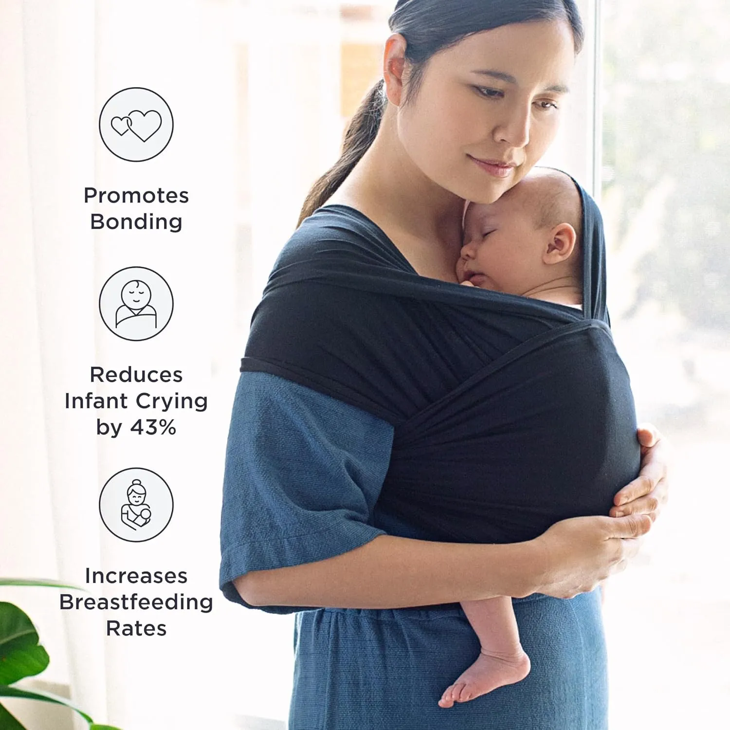 Ergobaby Sustainable Knit Aura Baby Carrier Wrap for Newborn to Toddler (8-25 Pounds), Cream