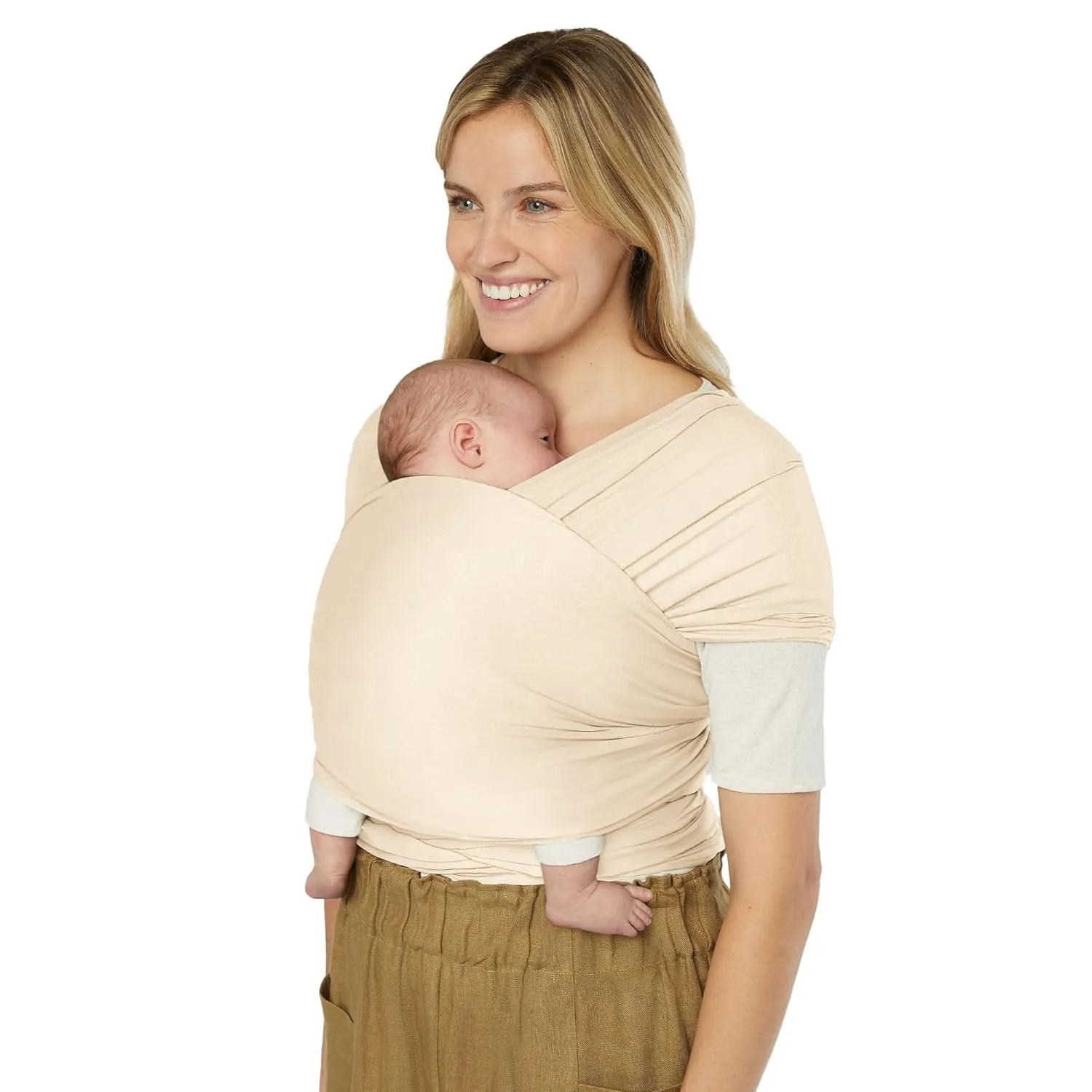 Ergobaby Sustainable Knit Aura Baby Carrier Wrap for Newborn to Toddler (8-25 Pounds), Cream