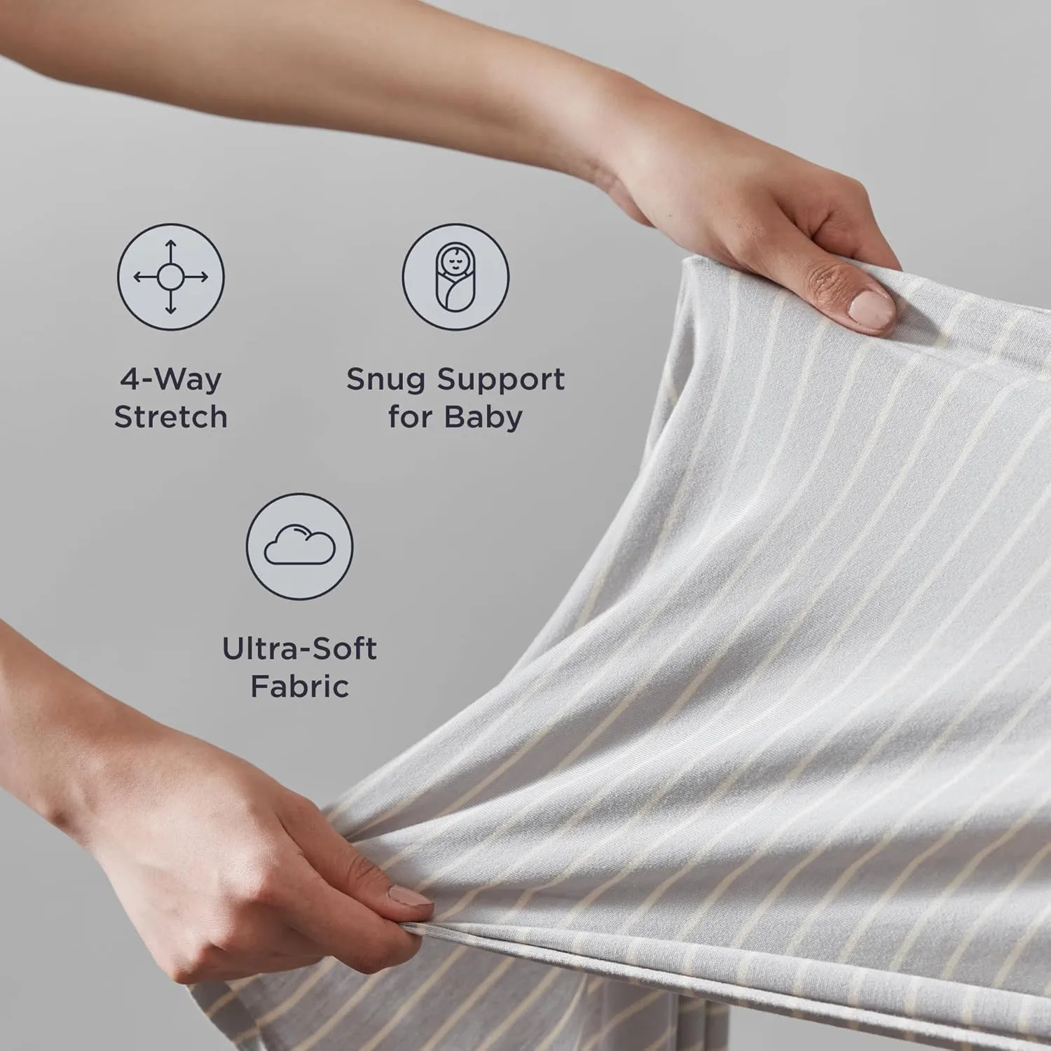 Ergobaby Sustainable Knit Aura Baby Carrier Wrap for Newborn to Toddler (8-25 Pounds), Cream