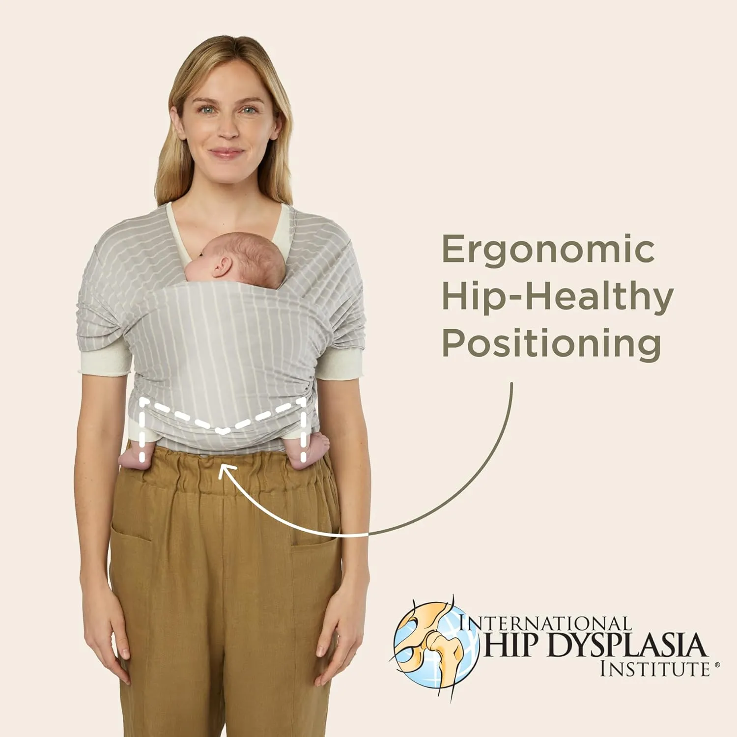 Ergobaby Sustainable Knit Aura Baby Carrier Wrap for Newborn to Toddler (8-25 Pounds), Cream
