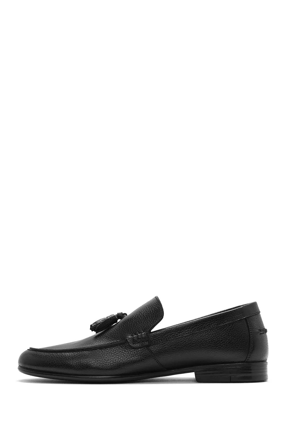 Erkek Siyah Püsküllü Deri Casual Loafer