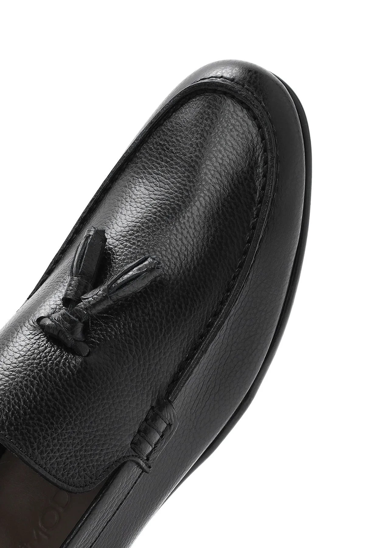 Erkek Siyah Püsküllü Deri Casual Loafer