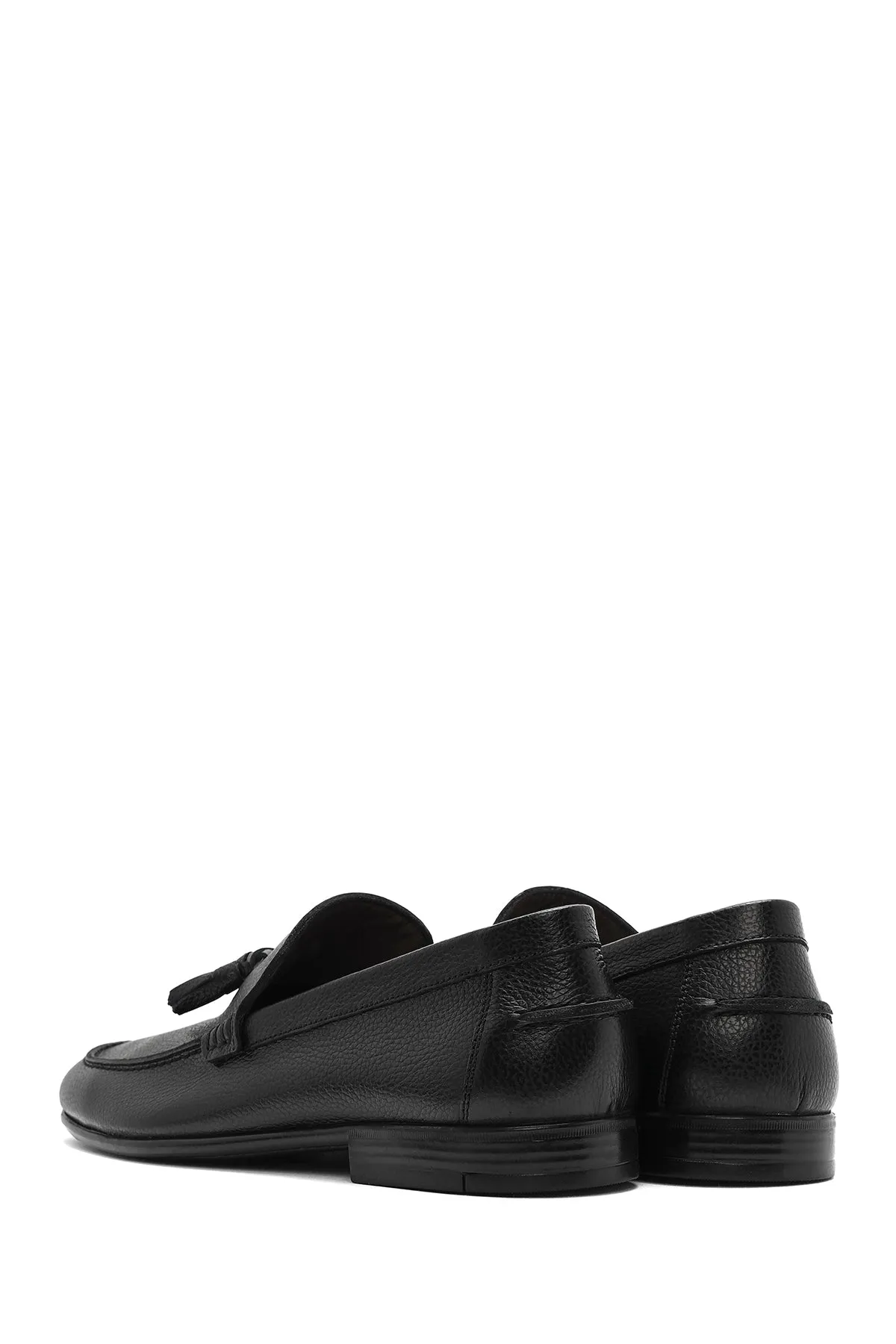 Erkek Siyah Püsküllü Deri Casual Loafer