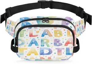 Fanny Pack for Women Men, Colorful Letters Waist Pack Bag Education Alphabets Waterproof Belt Bag with Adjustable Strap Casual Hip Bum Bag Crossbody Bags for Running Trave Hiking Cycling Workout