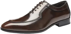 Fashion Pointed Moccasins, Brown Lace-up Dress Shoes, Waterproof Dress Shoes for Men, Mens Leather Oxford