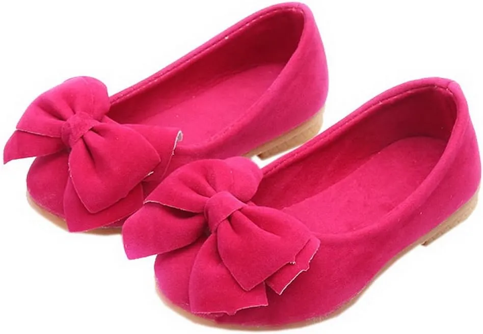 Faux Suede Bow Round Toe Ballet Flats Slip On Shoes (Little Kid/Big Kid)