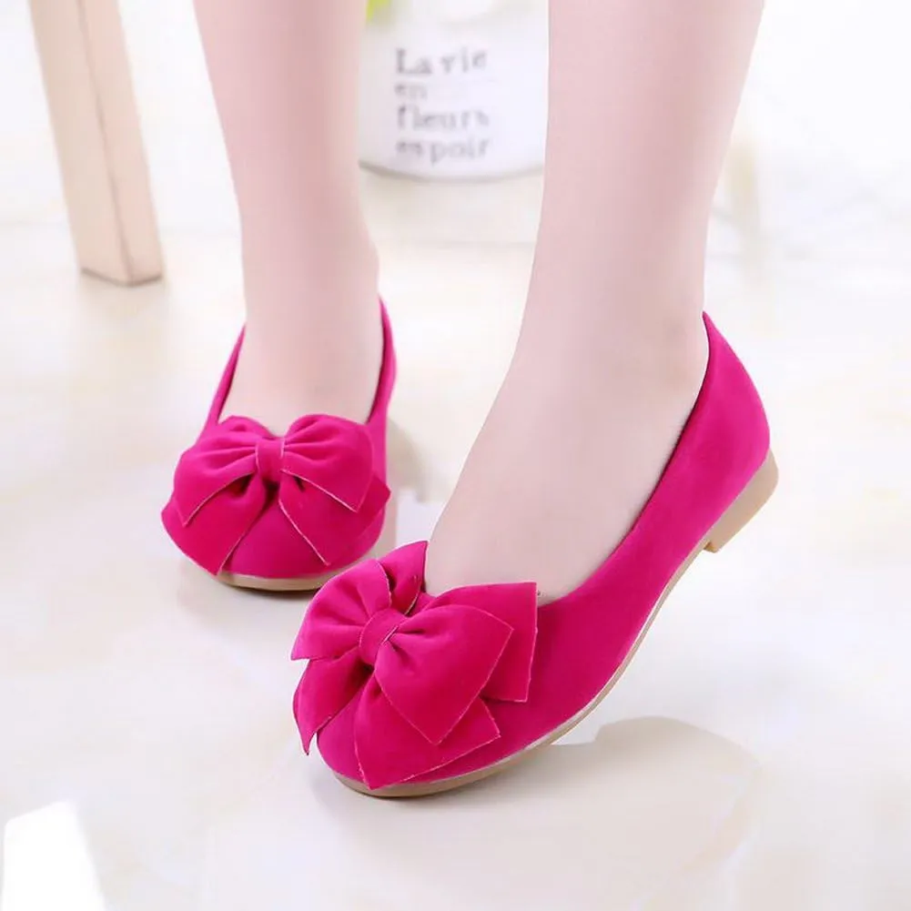 Faux Suede Bow Round Toe Ballet Flats Slip On Shoes (Little Kid/Big Kid)