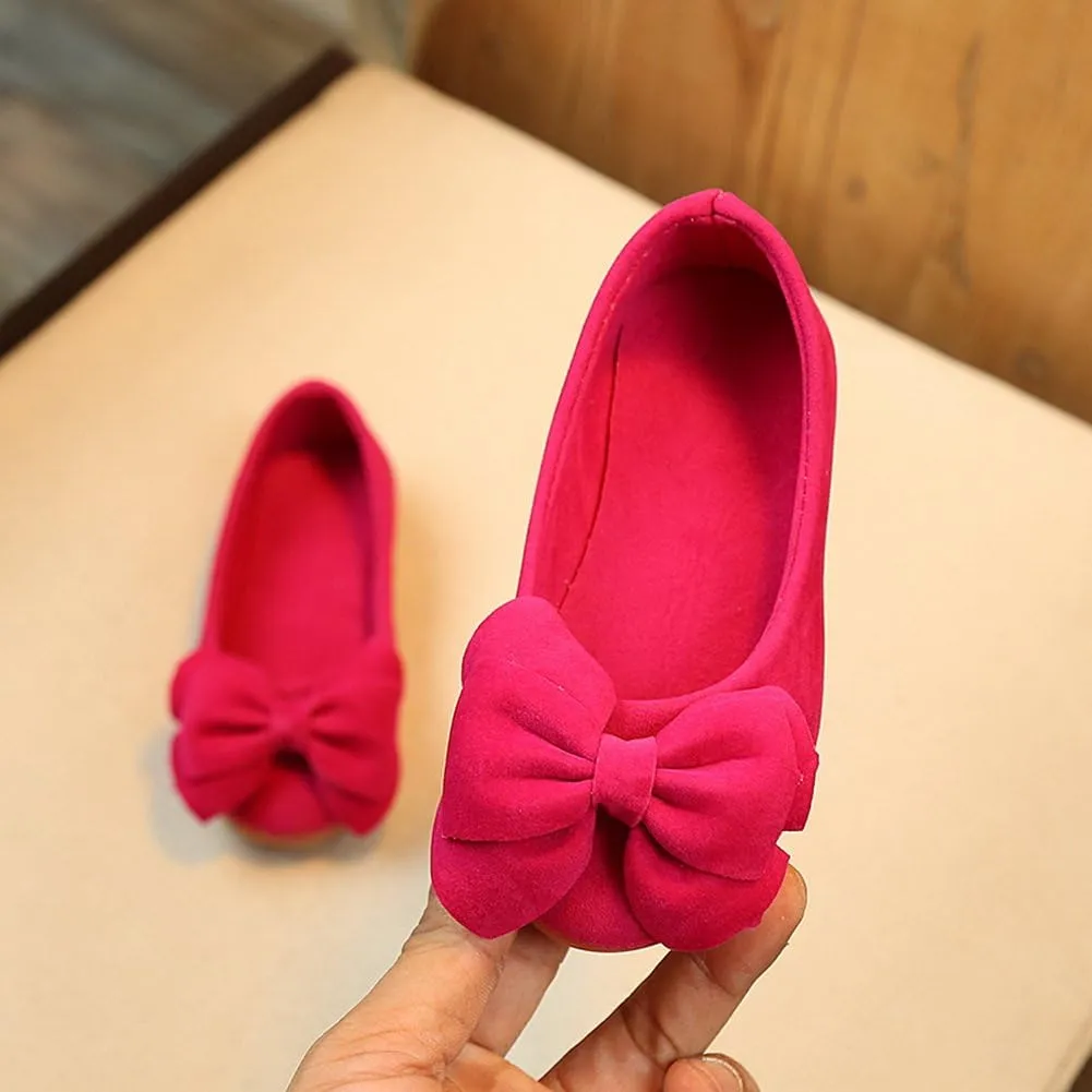 Faux Suede Bow Round Toe Ballet Flats Slip On Shoes (Little Kid/Big Kid)