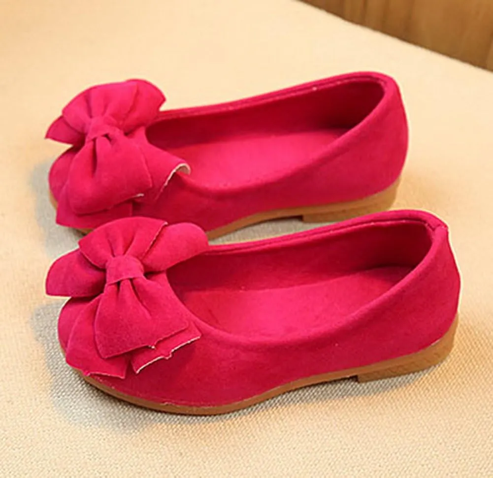 Faux Suede Bow Round Toe Ballet Flats Slip On Shoes (Little Kid/Big Kid)
