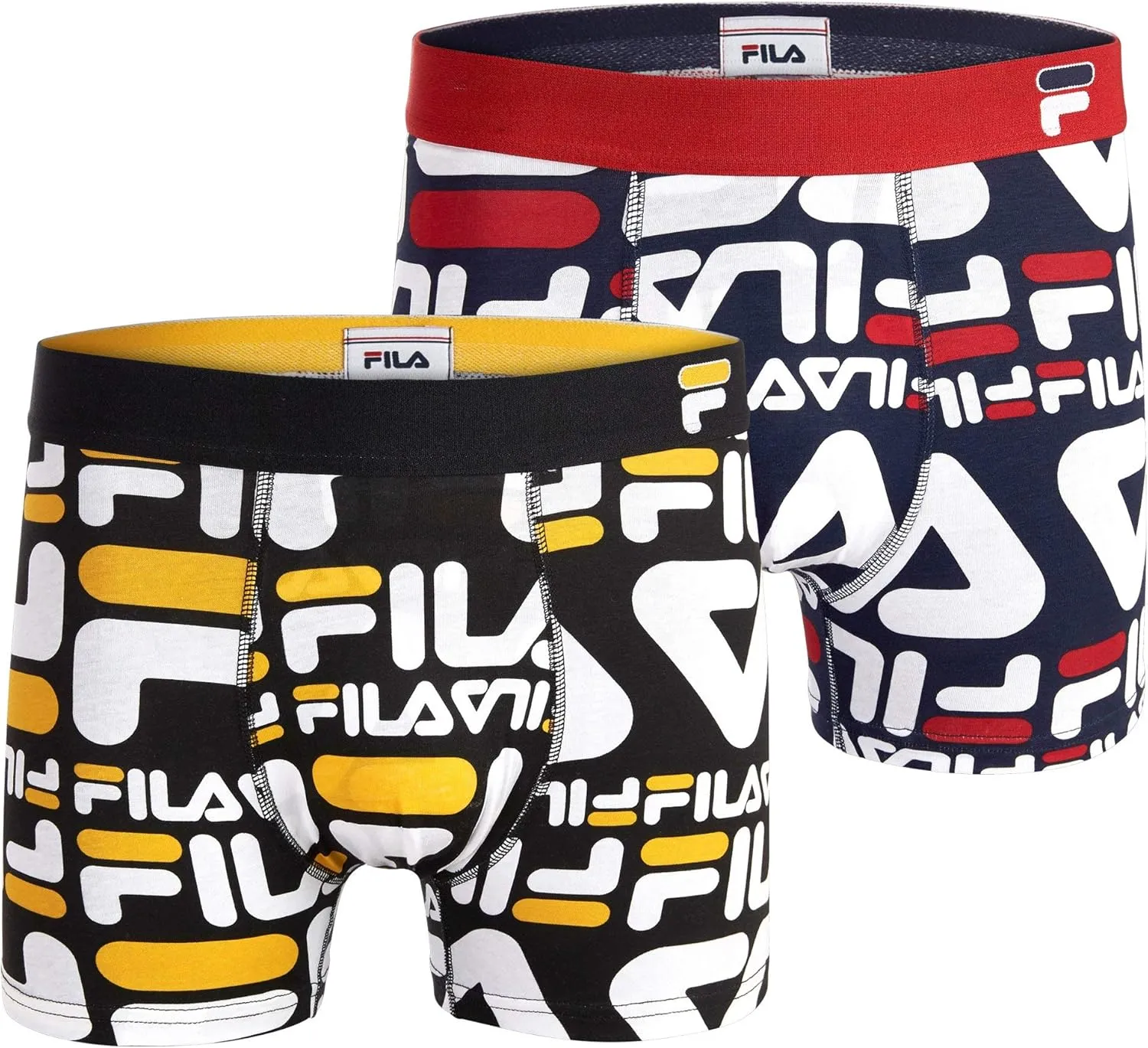 Fila Men's 3" No Fly Boxer Brief with Built in Pouch Support (2-Pack of Trunk Briefs)