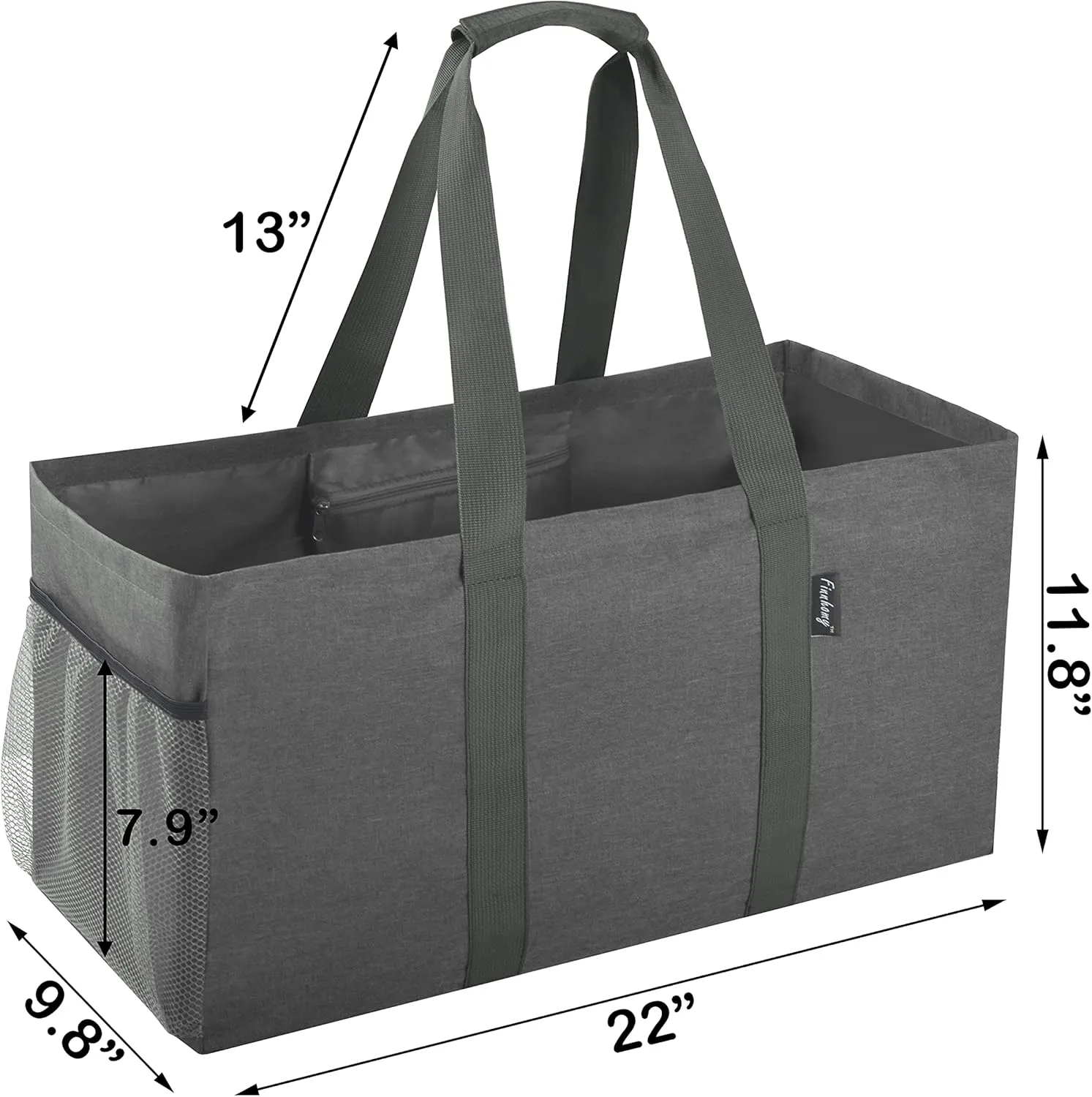 Finnhomy 42L Extra Large Utility Tote Bag, Oxford Fabric Reusable Folding Grocery Bags with Handles and Pockets, 2 Pack