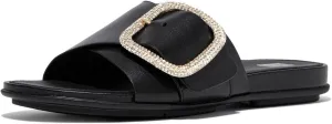 FitFlop Women's Gracie Crystal Maxi-Buckle Leather Slides Wedge Sandal