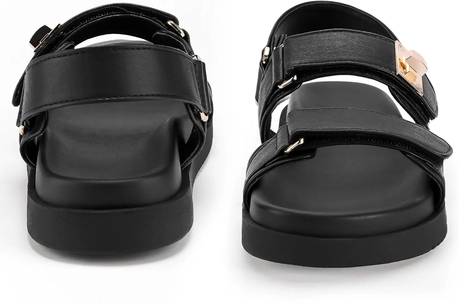 FITORY Women's Flat Sandals Classic Adjustable Double Strap with Cushioned Footbed for Summer Size 6-11