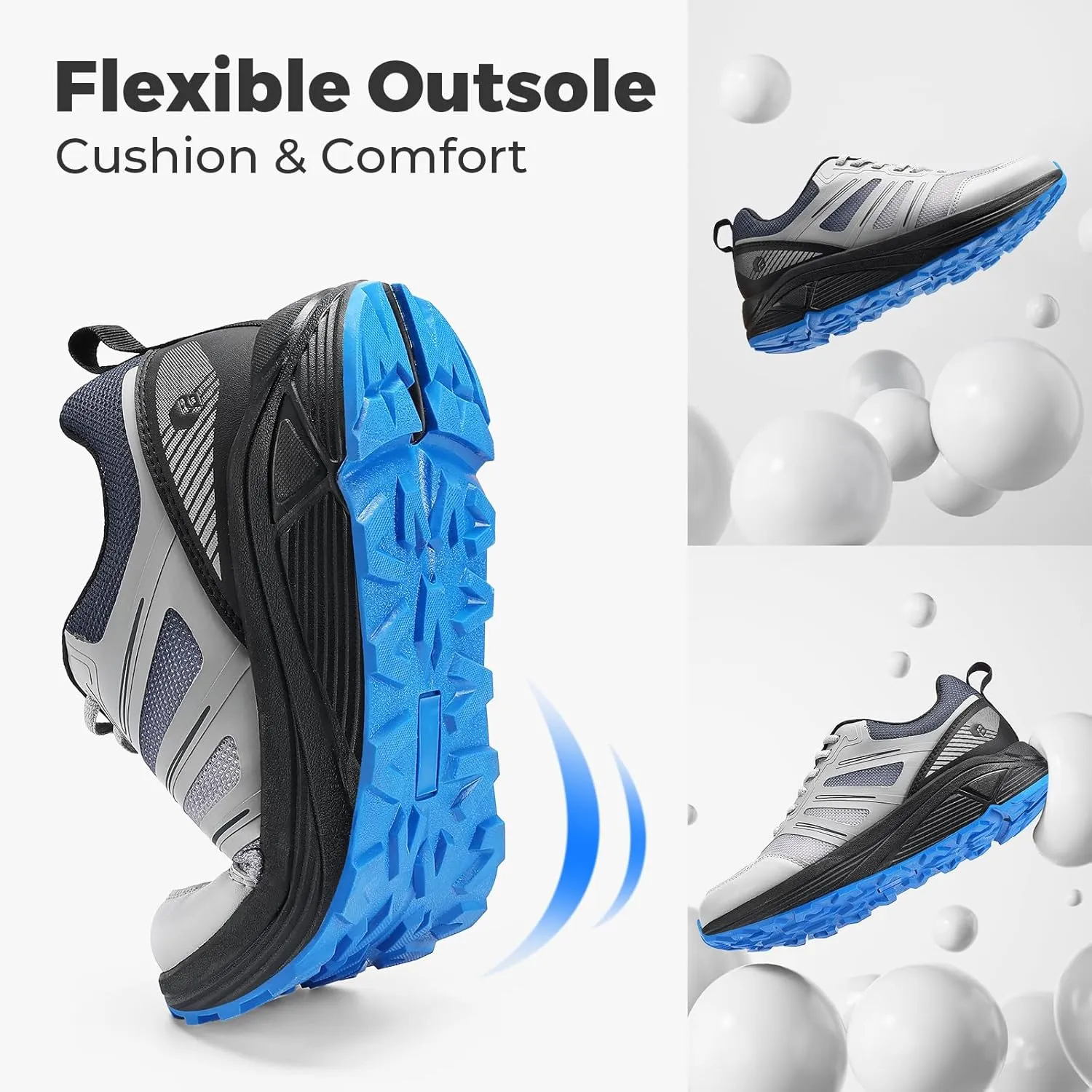 FitVille Extra Wide Mens Running Shoes Orthopedic Sneakers for Plantar Fasciitis Lightweight Men's Trail Running Shoes for Diabetic Men Wide Toe Box Shoes for Flat Feet Heel Pain Relief