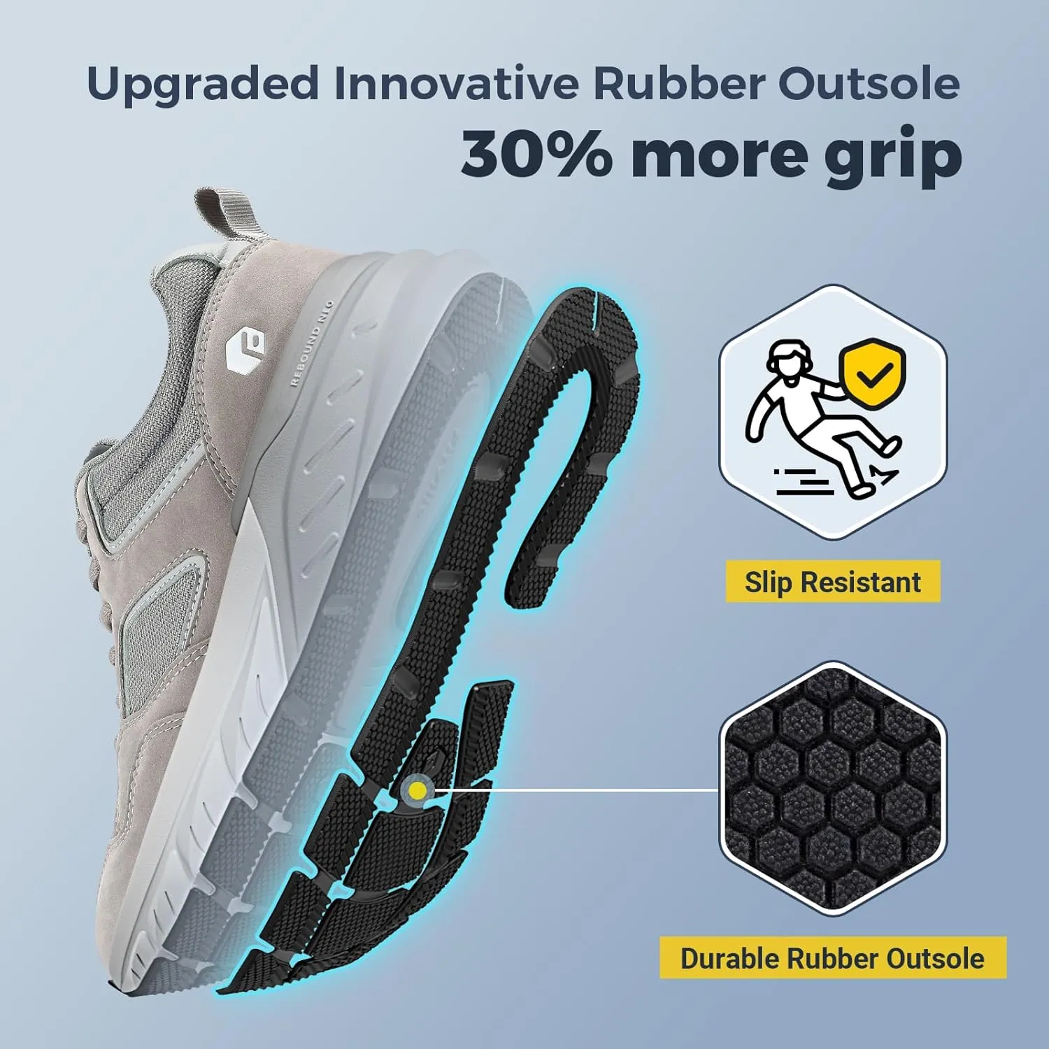 FitVille Extra Wide Walking Shoes Men's Wide Width Workout Sneakers with Arch Support for Flat Feet Heel Pain Relief - Rebound NEO V2