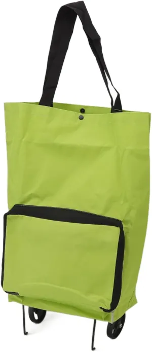 Foldable Shopping Cart, Multifunctional Strong Bearing Large Capacity Portable Wheeled Shopping Bag for Camping (Green)