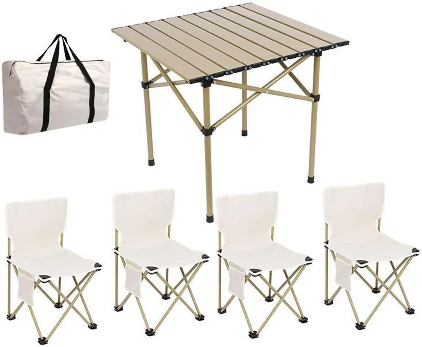 Folding Bea Picnic Tables Collapsible Backpack Lawn air Camping Folding air Set with Roll up Carbon Steel Table for More People Party, BBQ