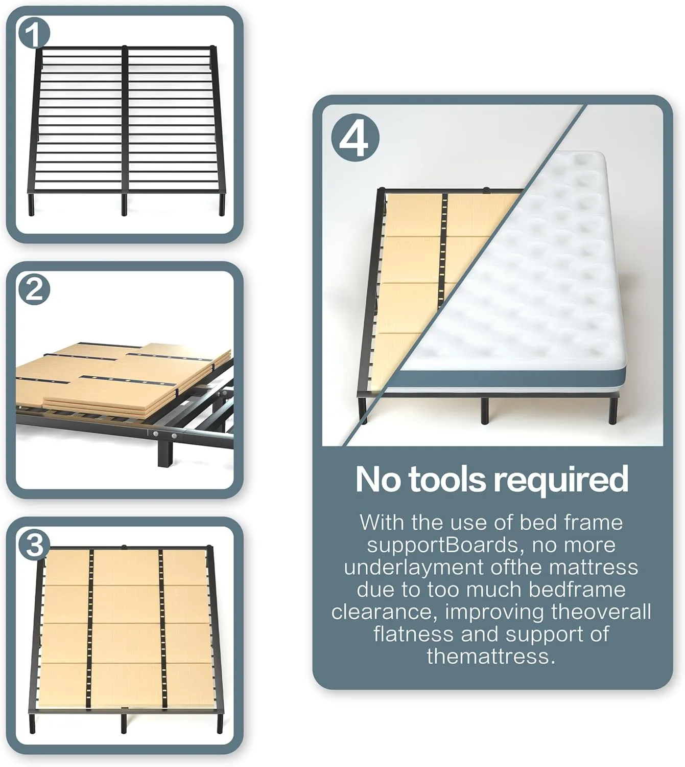 Folding Bed Support, Queen 80"x57" No-Sag Mattress Plate with Under-Board Support